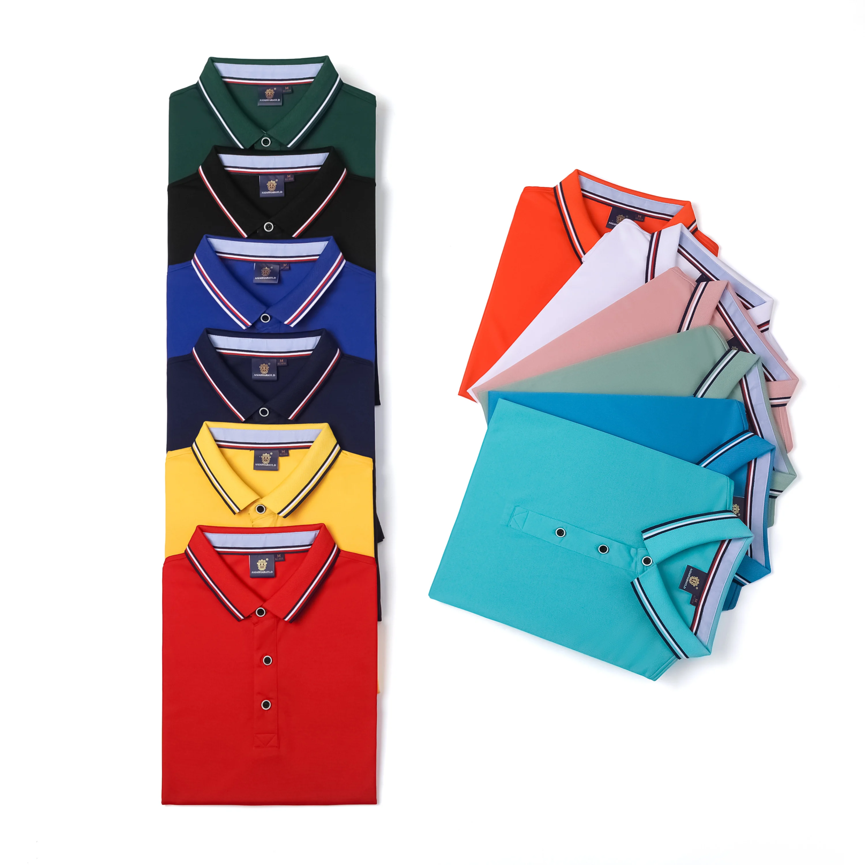 Custom Striped Collar Polo Shirts Plain Tencel Cotton Short Sleeve Golf Polos Custom Uniform