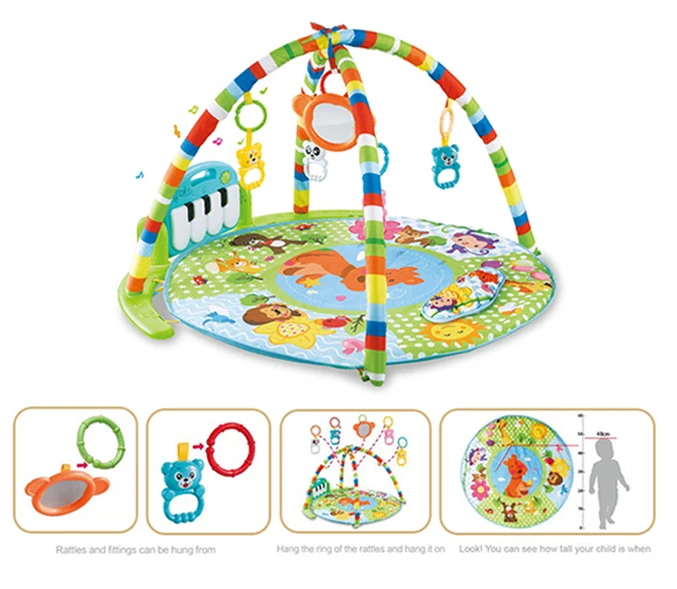 Samtoy Custom Toddlers Musical Pedal Piano Soft Activity Gym Fitness Blanket Baby Play Mat with Light