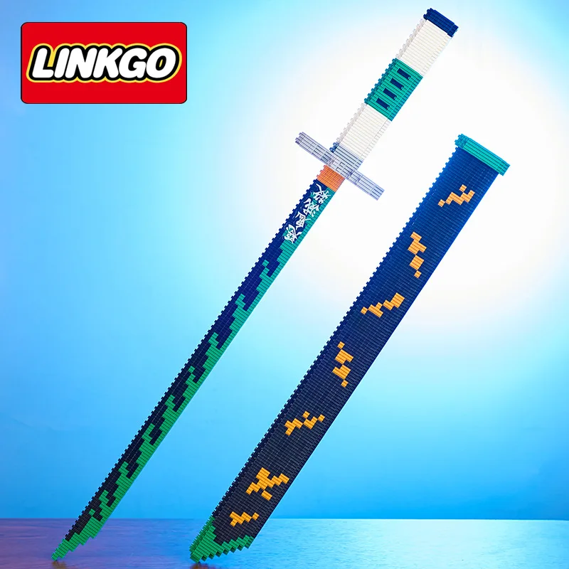 New Arrivals Linkgo Demon Sword Micro Building Block Toys Collection Assembled Inosuke Kibutsuji Muzan Mini Brick Sword