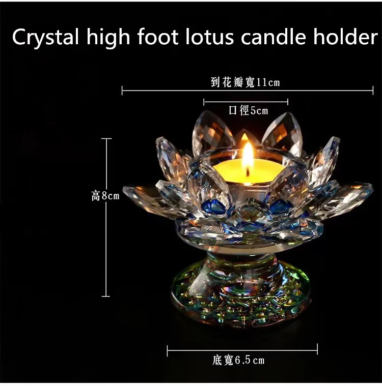 Lotus Flower Candle Holders Decorative Glass Candlestick Crystal Candle Holder Sticks Jars For Wedding Candelabra Centerpiece