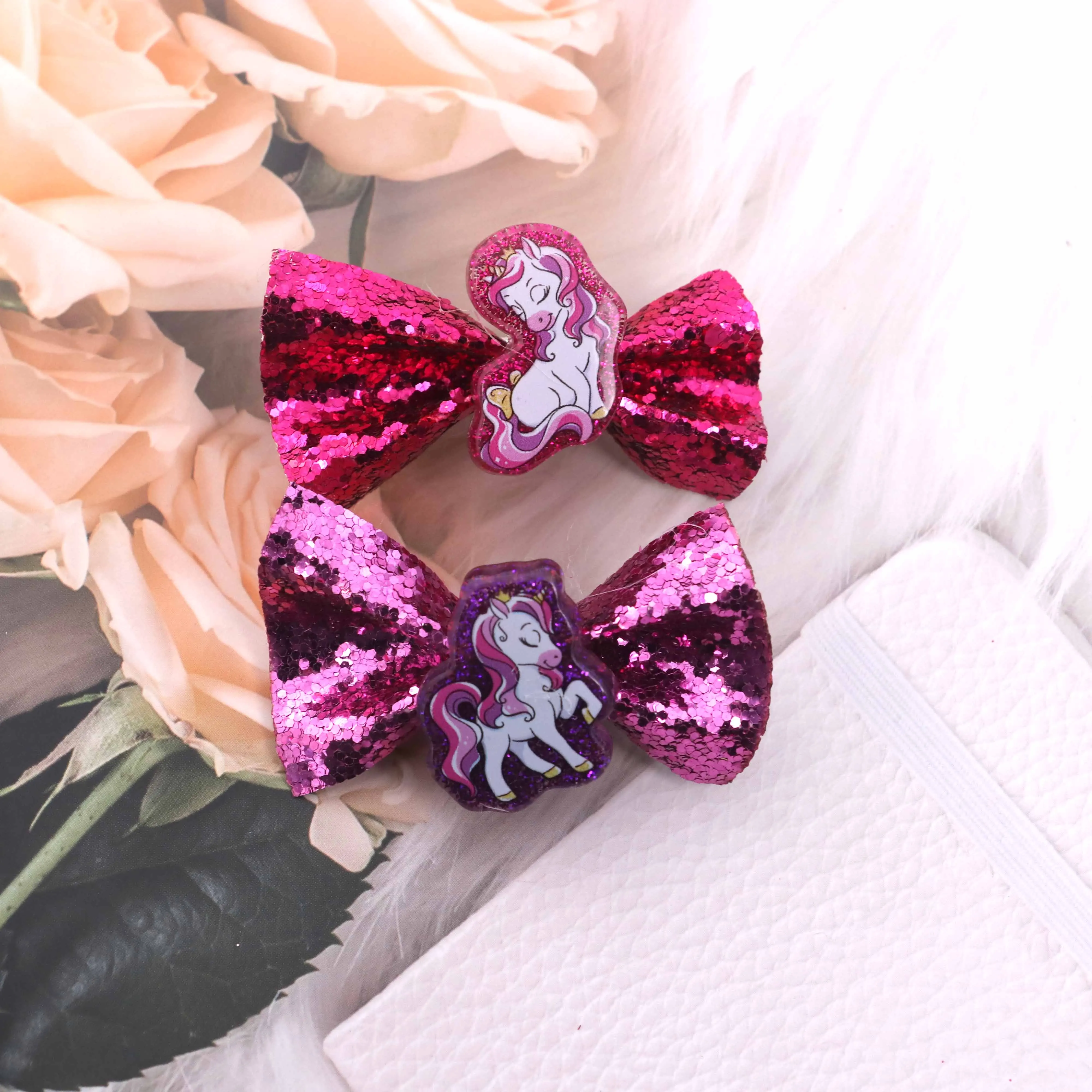 Yifan 8Pcs/Set New Products Most Popular Unicorns Heart Elastic Hair Ties Band Bow Hair Clip For Girls Women
