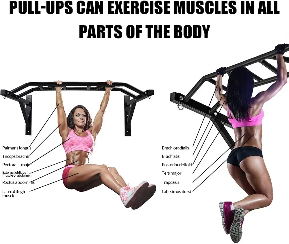 ZYFIT Heavy Duty Wall Mounted Pull up Bar Wall Mounted Pull up Bar Dip Station for home gym