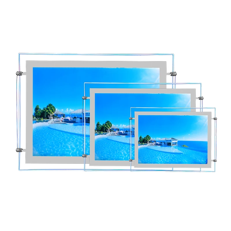 Super Slim Clear Frame Frameless Led Crystal Frame Led Backlit Light Box Advertising Real Estate A4 Crystal Acrylic Light Box