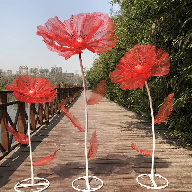 Factory-Customized New Wedding Props T-Stage Road Decorative Lights Background Screen Welcome Area Luminous Gauze Flowers