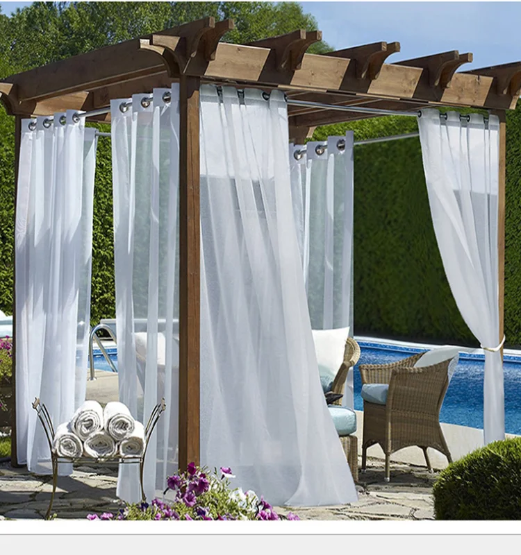 Готовые домашние Водонепроницаемые Красивые белые прозрачные наружные шторы для балкона