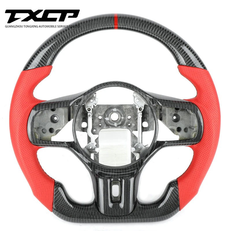 for EVO X Flat Bottom Matte Carbon Fiber Steering Wheel Fit for Mitsubishi Lancer 2008-2015