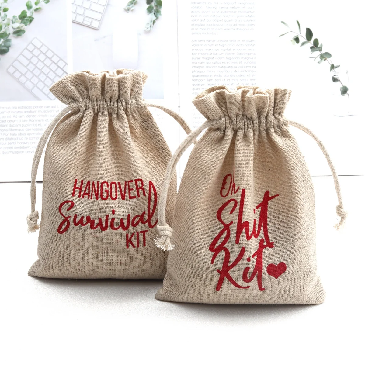 Hot Sale Custom Jute Burlap Gift Sack Drawstring Candy Coffee Bags Party Natural Eco-Friendly Gift Hangover Kit  Jute Pouch