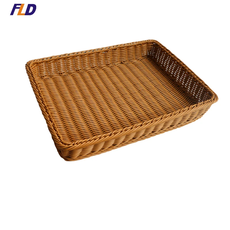 Оптовая продажа, пластиковая плетеная корзина для хранения хлеба, фруктов, овощей, полка для супермаркета