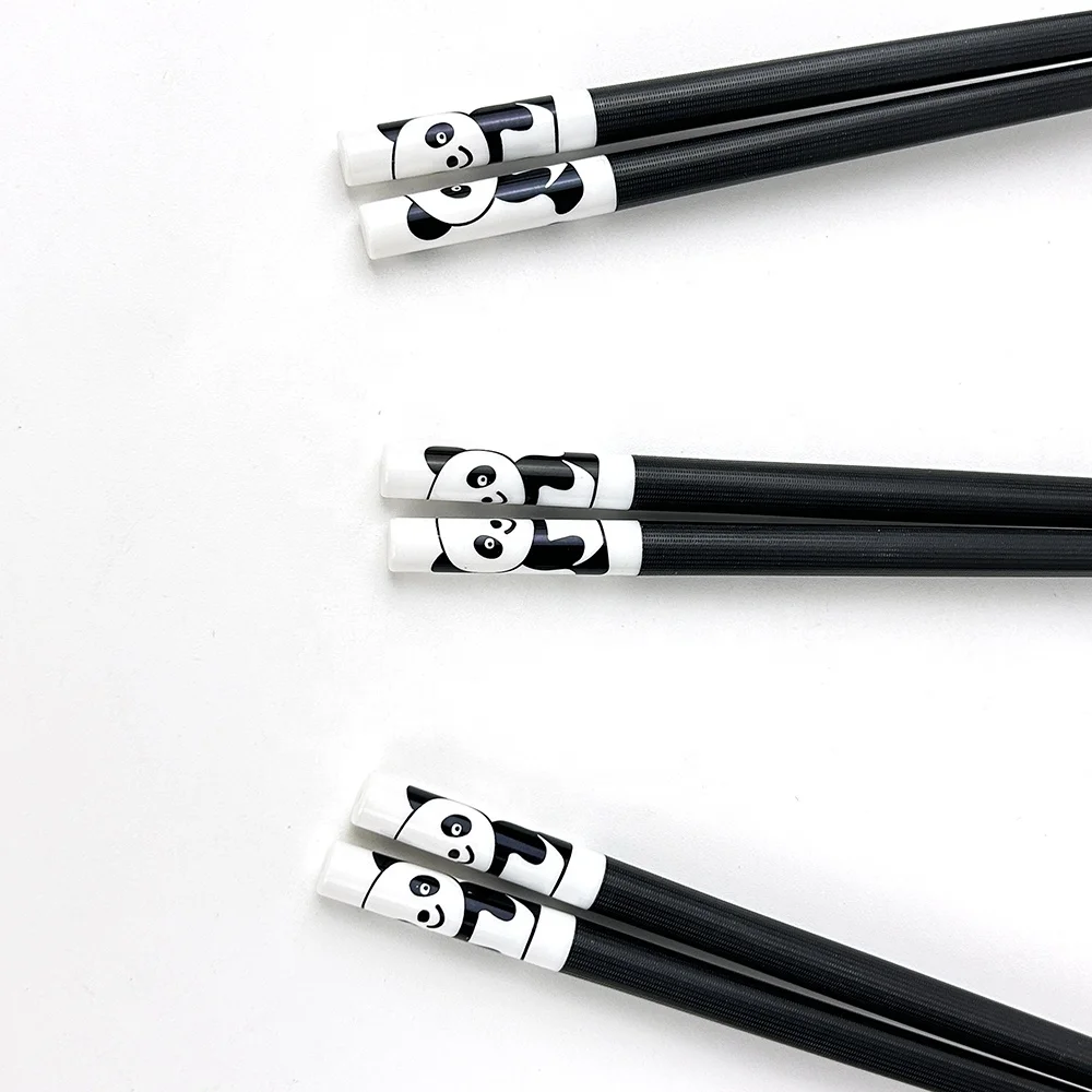 alloy chopsticks black and white panda cute cartoon kids chopsticks eco friendly safety chopstick
