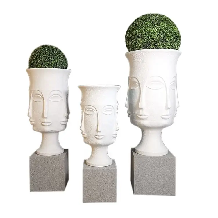 Modern Style  Fiber clay Pots Planters, high-grade magnesium mud abstract face indoor Fiberglass  flower pot