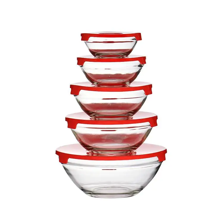 Cheap Hot Selling Wholesale 5 Pcs High Quality Dessert Food Heat Resistant Kitchen Tableware Glass Bowl