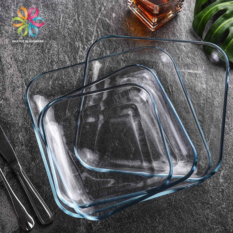 Large Size Rectangle Glass Baking Pan Square plate glass set