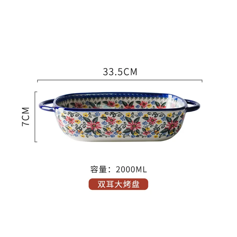 Poland ceramic ovenware foreign trade ceramic dish household oven microwave oven bowl rectangular plate plate large