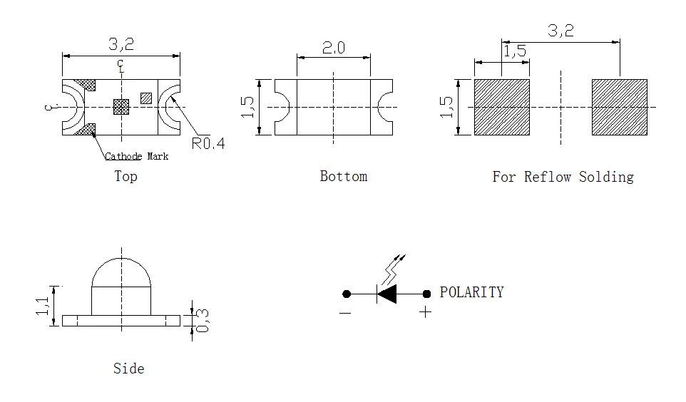 Juhong High quality 0.1w 25-200mcd 20mA 1.8-2.4v bi-color dual color Red Green 1206 ultra thin 0.35mm smd led diode led chip Free samples