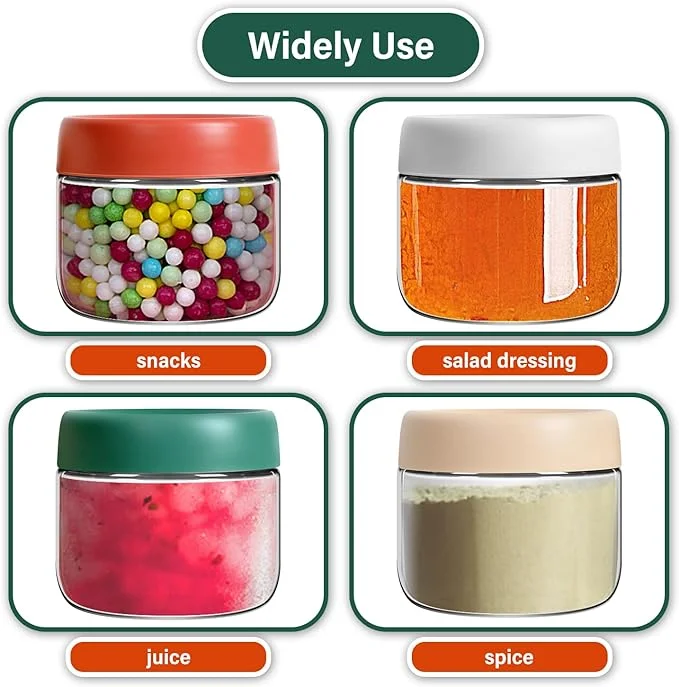10 oz small glass jar with plastic lid Overnight Oats Meal Prep Cereal Container