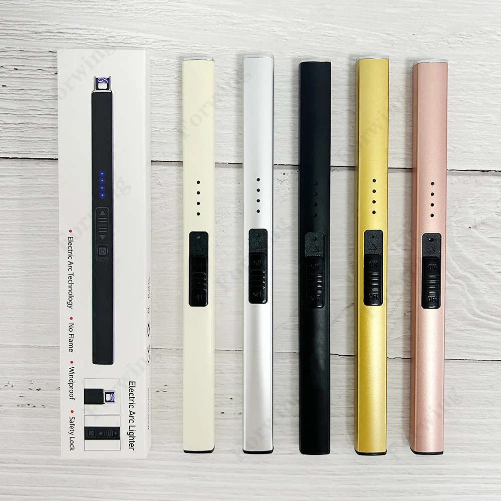 Аккумуляторная зажигалка с USB-зарядкой металлическая ветрозащитная подарочной коробкой для кухонных уличных свечей