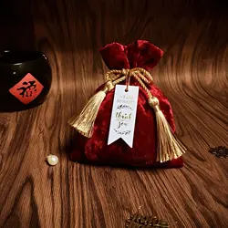 11cm*14cm Red Pink Tassel Velvet Bag Drawstring Candy Pouch Packing Bags Wedding Bag