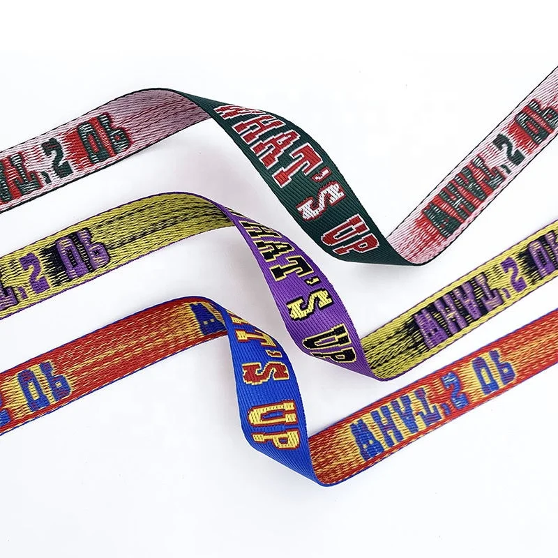 Soft smooth flat nylon webbing custom jacquard pattern logo thick sublimation webbing for furniture and outdoor activities
