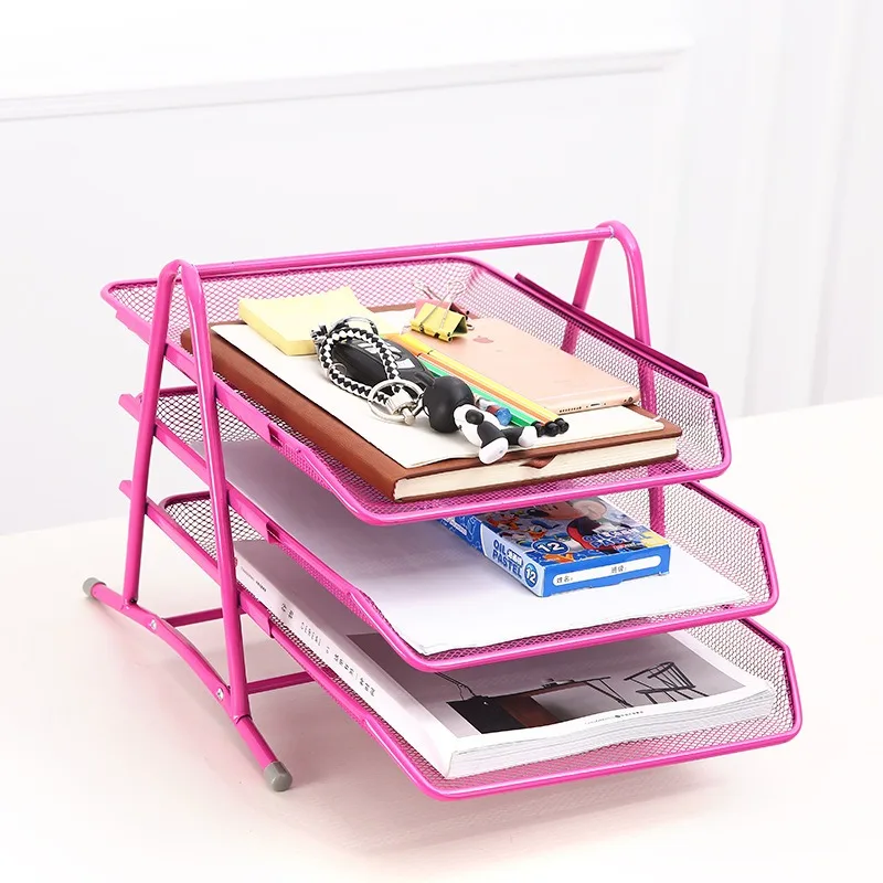 3 Tier Paper Tray Organizer for Desk,Metal Mesh Desktop Organizer,File Document Storage Rack for for Home, Office