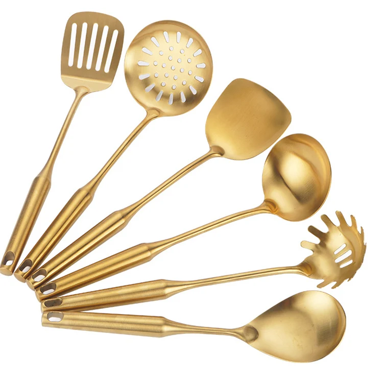 Best selling Gold Cooking Utensils Set Stainless Steel Kitchenware Utensils Set