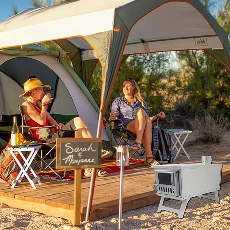 Elegant Outdoor Kitchen Patio Entertainment Wooden Chimeneas Comfortable Barbecue Grill with Wood Stove and Tent Design