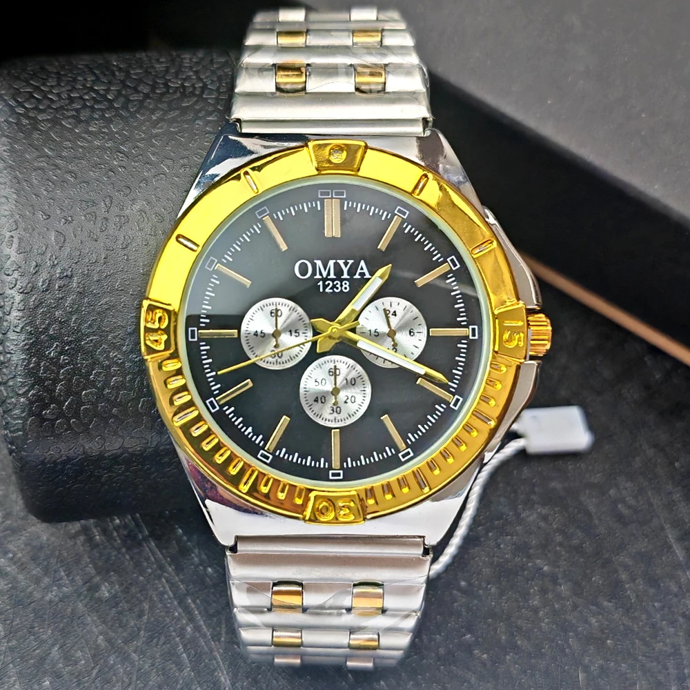 OMYA Fashion Custom logo Men Watch Waterproof Sport Wristwatch Luxury Men watches Steel Band Quartz watch for men reloj