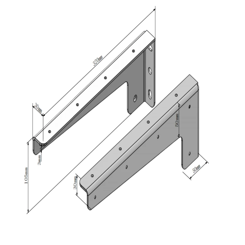 Metal heavy-duty wall-mounted tripod bracket for a variety of wall L-shaped support steel brackets