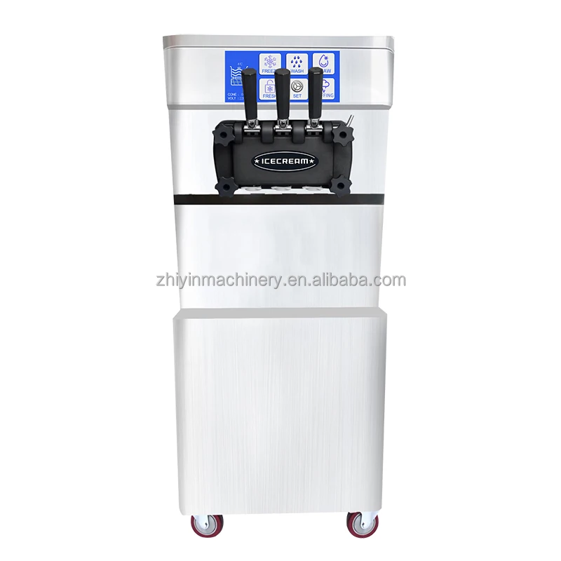Commercial Ice Cream Maker Sensor Handle Gears Box Compressor Soft Ice Cream Machine 3 Flavor Soft Serve Ice Cream