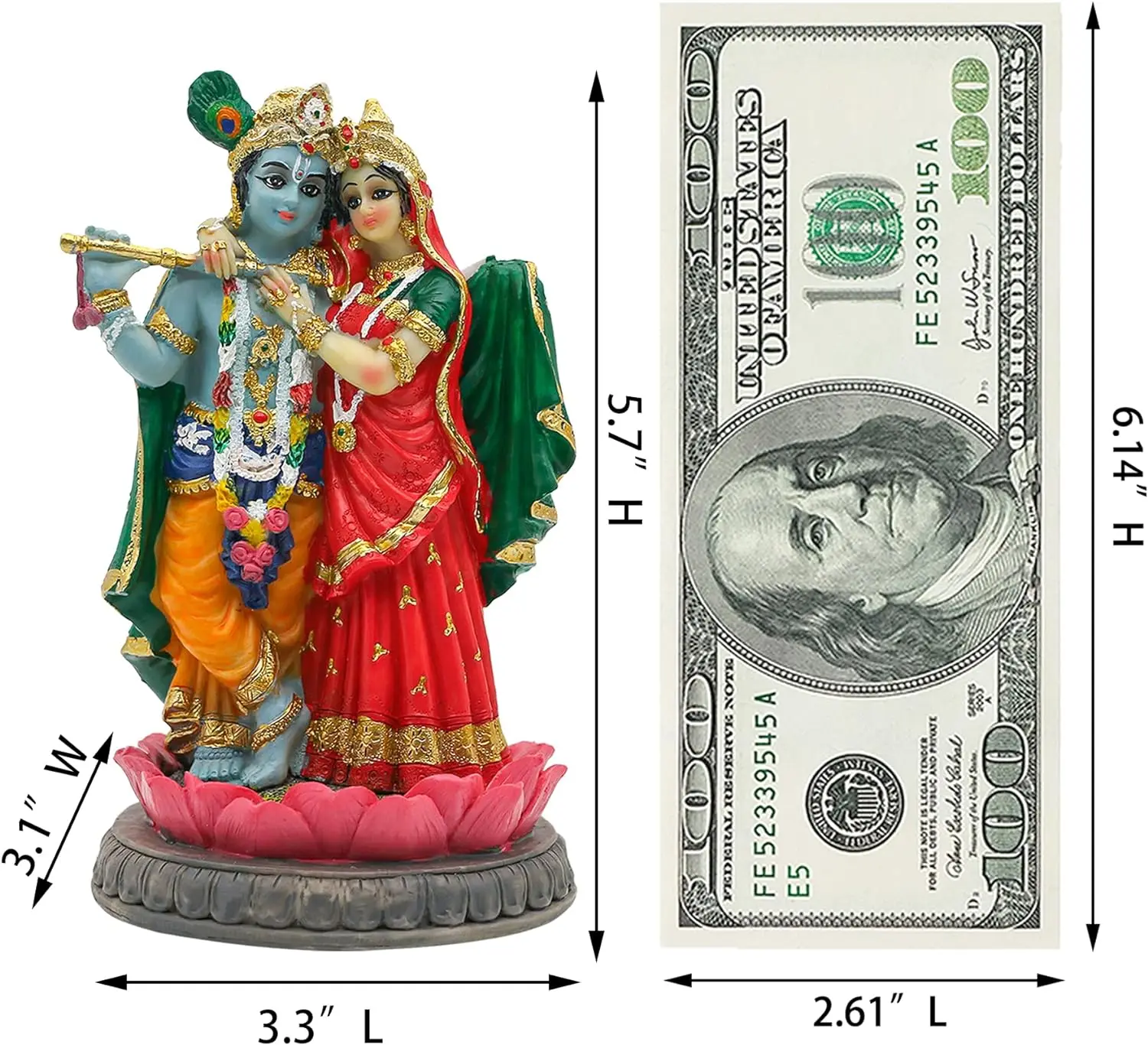 Modern Premium Marble Look Radha Krishna Statue Intricate Paintwork Delicate Carving Resin Metal Home Decor Wedding Celebration