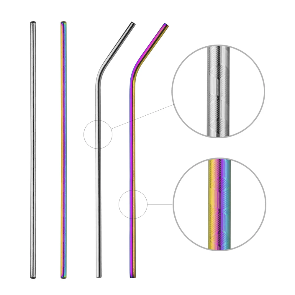 
Amazon hot sale stainless steel straight bent drinking beverage straw for home bar 