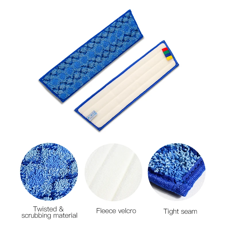 Custom industrial commercial medium trapezoidal microfiber flat mop pad replacement head wet mops Refill Heads