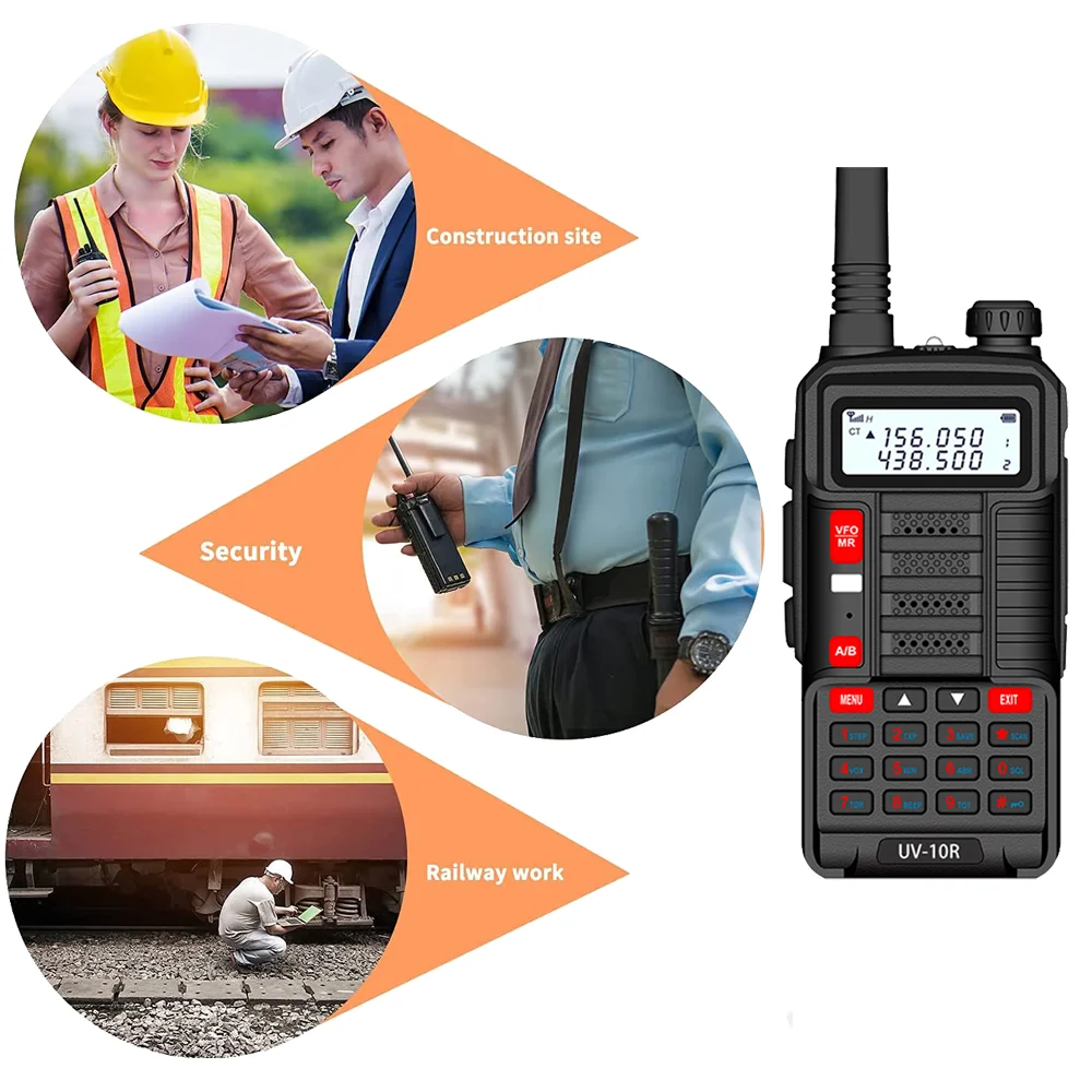 10 Вт UV10R BaoFeng иди и болтай Walkie Talkie радио передатчик с большим радиусом UV-10R Dual Band двухстороннее 128CH UHF VHF
