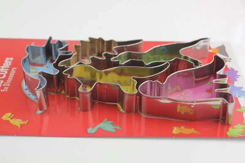 Factory custom baking diy 5pcs/set kids dinosaur biscuit cookie cutter mold set 3d dessert fondant cake decorating mould