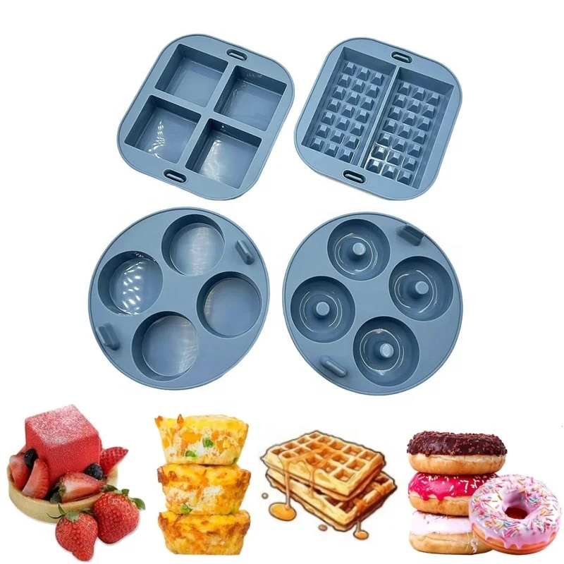 LifeTop FREE SAMPLE Food Grade 4 Cavity Air Fryer Cupcake Pans Non Stick Silicone Air Fryer Muffin Pan for Baking