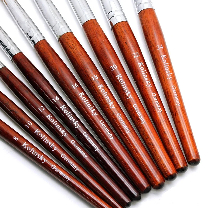 Red Wooden Handle 30% 50% 100% Kolinsky Acrylic Nail Brushes New High Quality Perfect for Professional and Personal Nail Salon