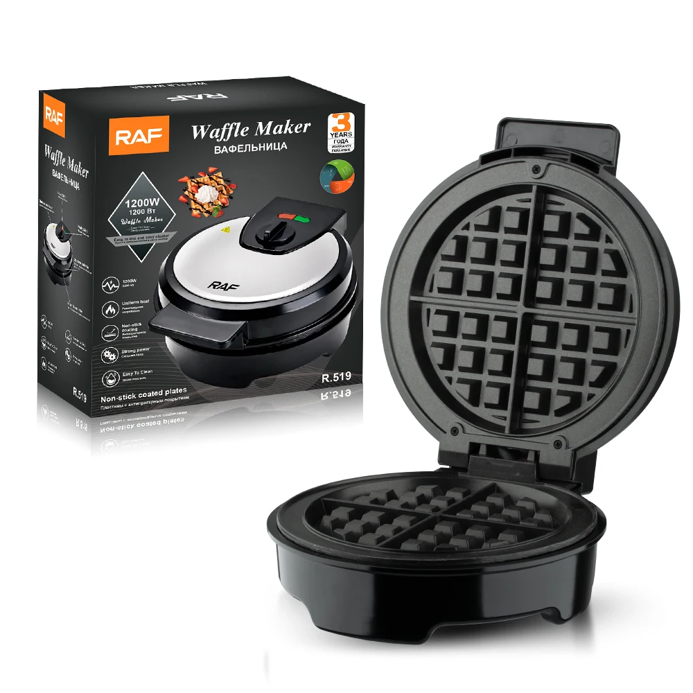 2023 Hot Selling Kitchen Appliances Round Non-stick Waffle Maker 1000W Sandwich Maker Nutritional Breakfast Maker
