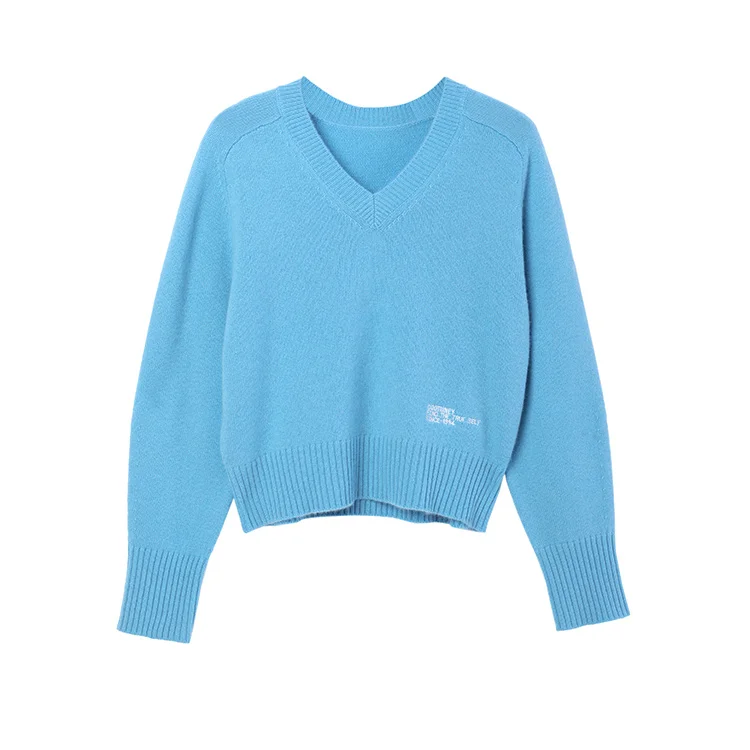 
New Design 100% Cashmere Autumn V-neck Loose Thin Pullover Knitted Sweater 