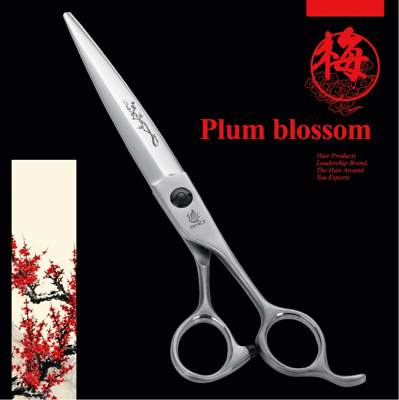 FENICE  High Quality Japan 440C Stainless Steel Hair Cutting Scissors with Flower pattern