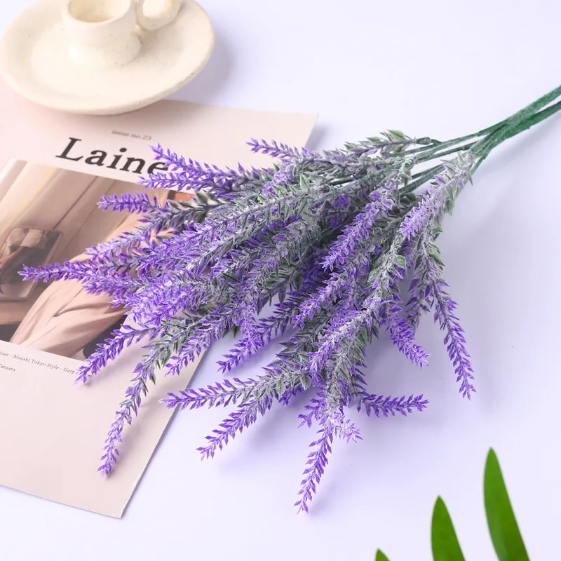 Wholesale Wedding Decor 5 Fork Lavender Flower Plastic Plant Artificial Lavender Flower Lavender Artificial Flowers
