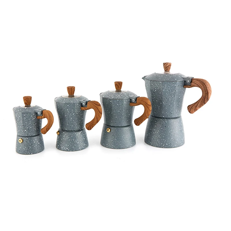 wooden handle aluminium coffee maker