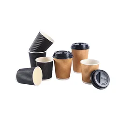 custom high quality  biodegradable cups disposable takeaway cappuccino espresso hot drink paper coffee cups with lids 16 oz