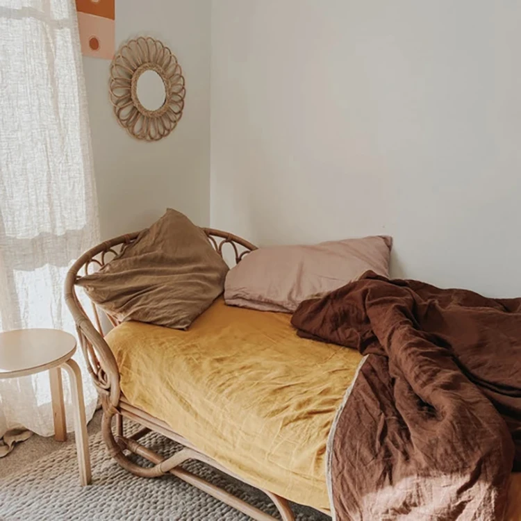 Luxury top quality 100% linen baby dry bedding crib cot sheets baby fitted for newborn