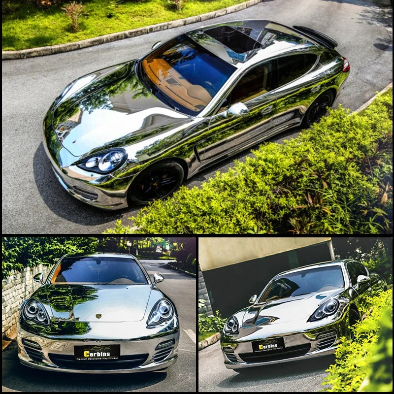 Carbins Guangzhou Factory Wholesale Chrome Mirror Silver Car Wrap Film Holographic Reflective Car Wrap Vinyl