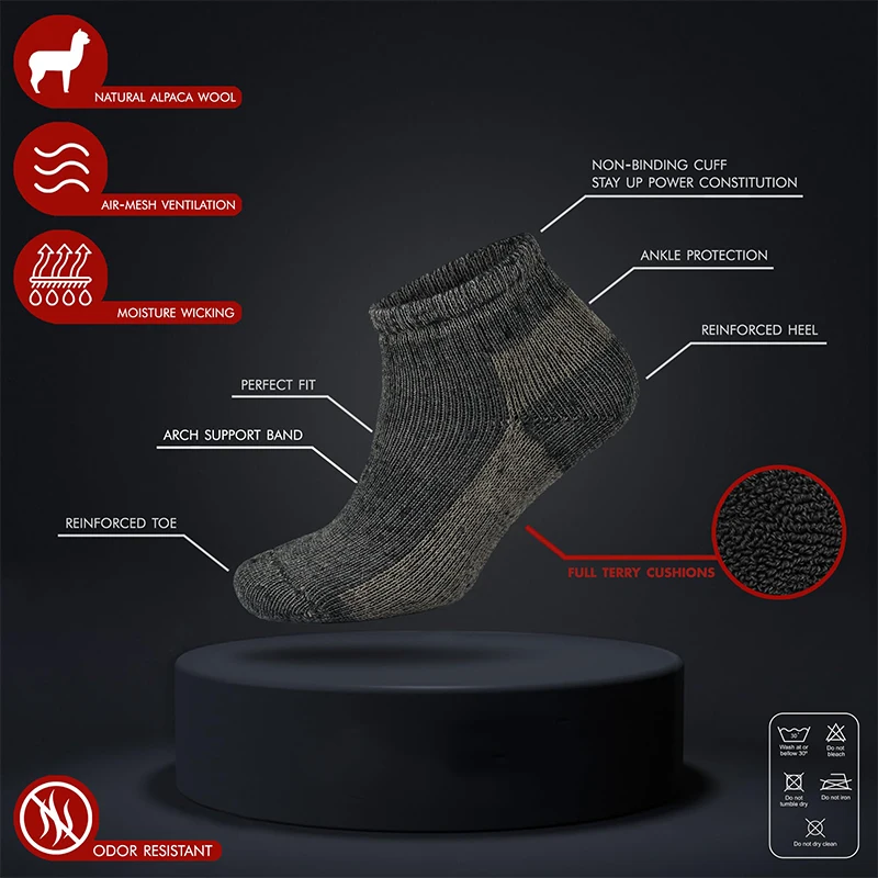 No Show Hiking Summer Alpaca Merino Wool Socks For Womens