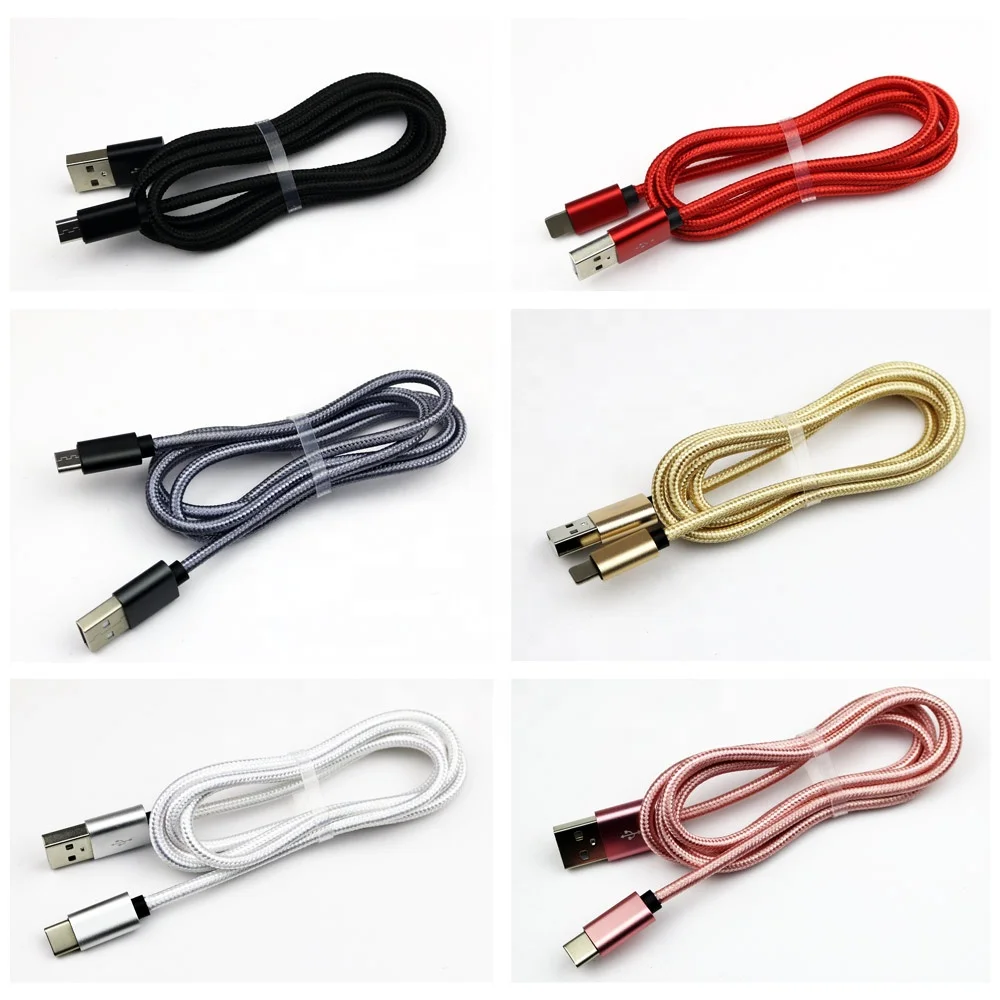  WIK-YT Wholesale 1M 2.1A Nylon Braided Charging Colored Phone Charger Cord Micro One Shave