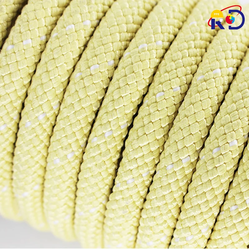 outdoor climbing rescue wear resistant and high temperature resistant aramid flame retardant core safety rope