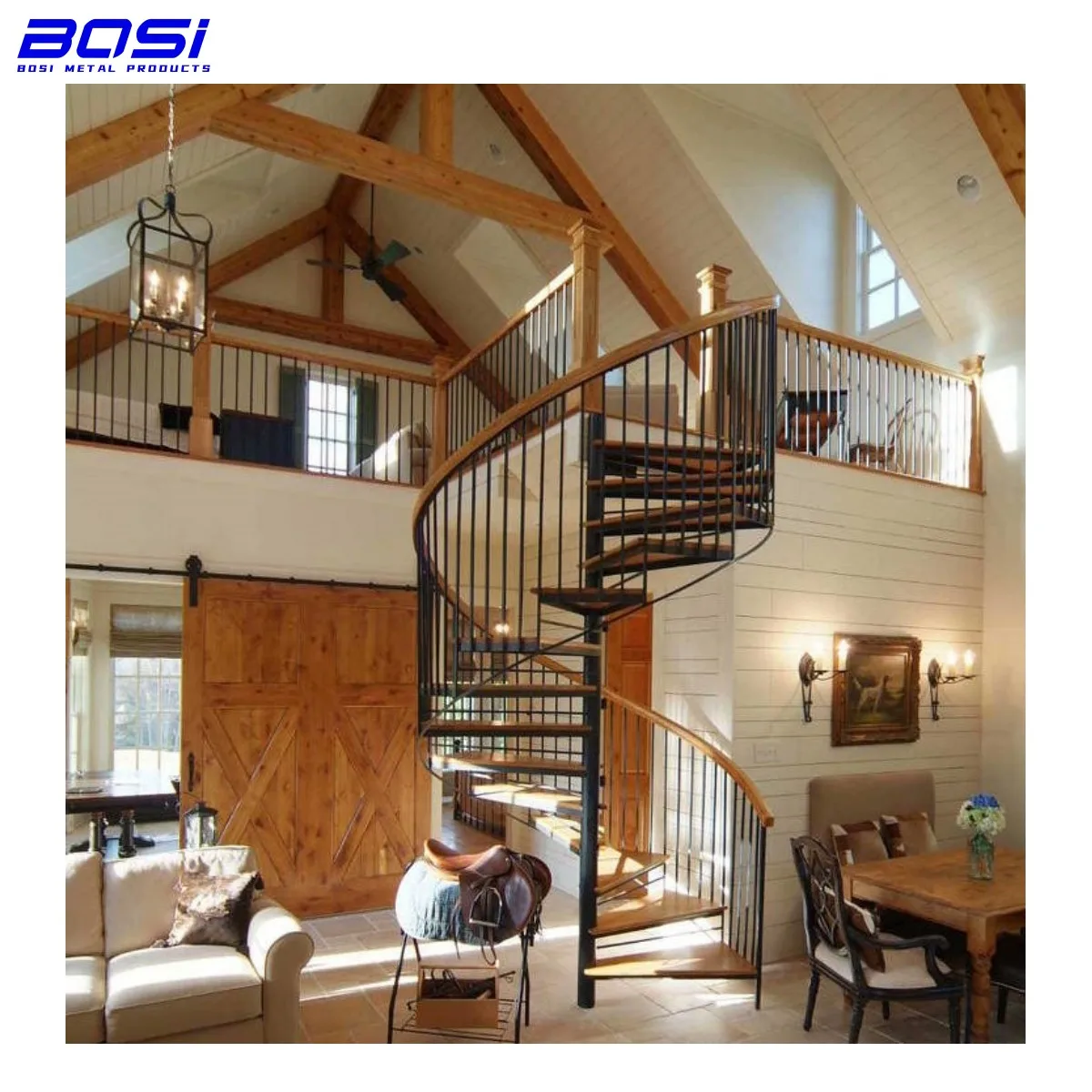 Новая модель комнатных спиральных лестниц с верхними деревянными перилами перила из углеродистой стали простая установка для наружного использования