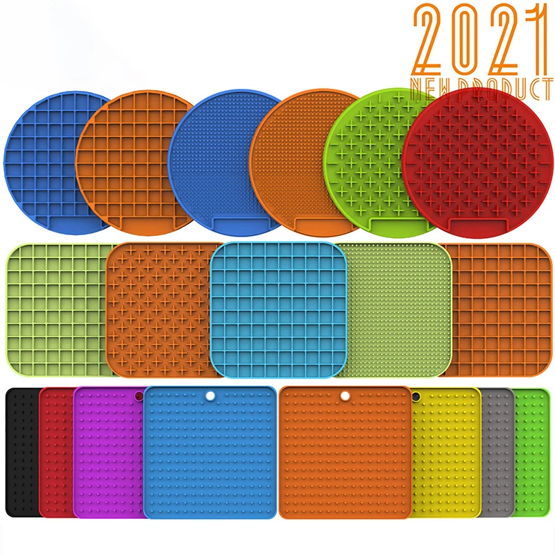 Saiji wholesale pet silicone slow feeder pad non-toxic pet placemat easy cleaning dog feeding lick mat