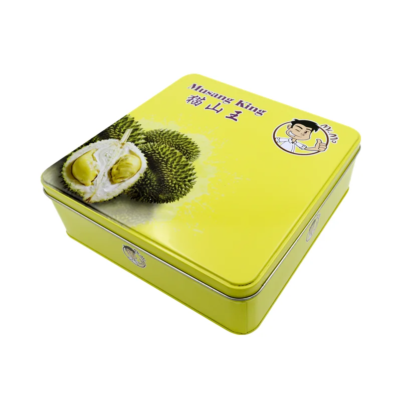 Metal food safe tin cans Square Metal boxes for cookies embossed container storage tin boxes