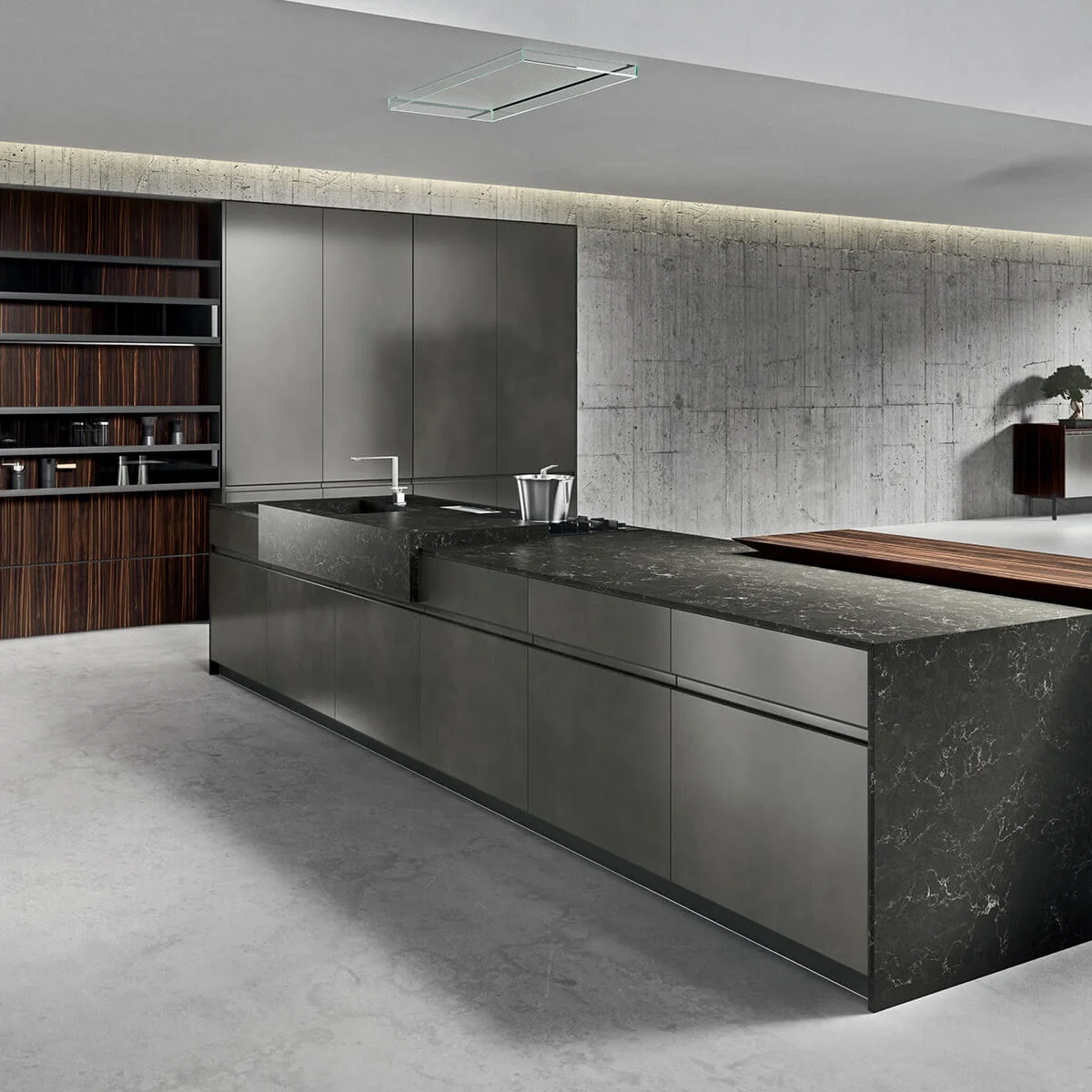 2024 HangZhou Vermont Bespoke New Product Modern High End Metal Brushed Lacquer Door Panel Kitchen Cabinets Metal Brushed Steel